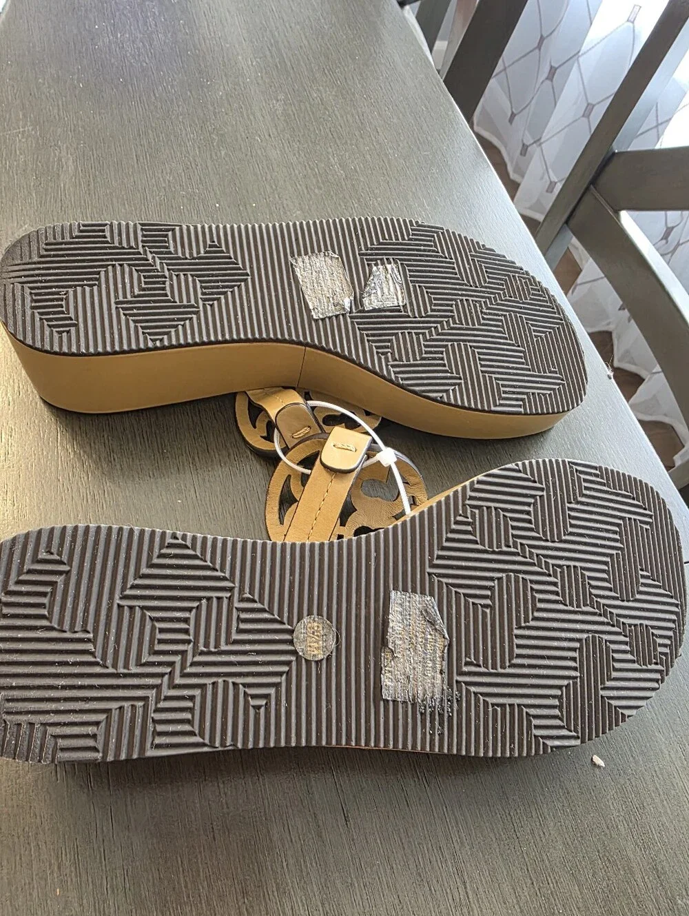 Tory Burch Miller Platform Wedge Flip Flop Sandals Ginger Shortbread US 6.5
